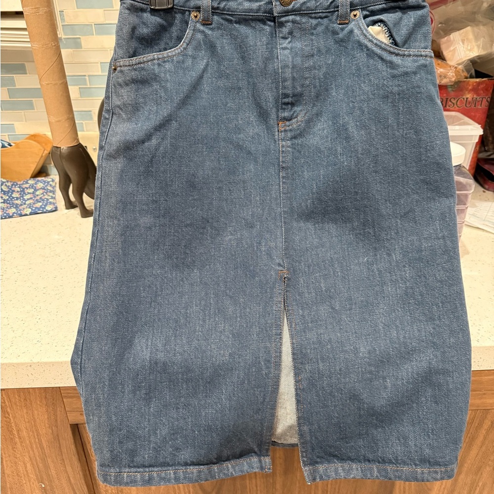 AX Armani Exchange Vintage  Mid-Length Denim Skirt in Medium Wash